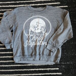 Gray Retro Chris Stapleton Crew Neck Sweatshirt L